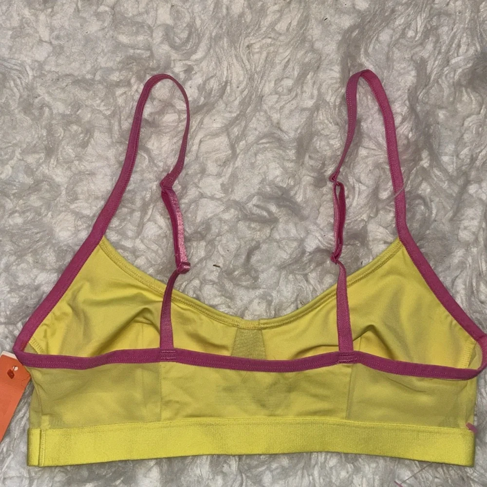 Colsie Bralette Lemon Yellow and Pink, Size S - Picture 3 of 7